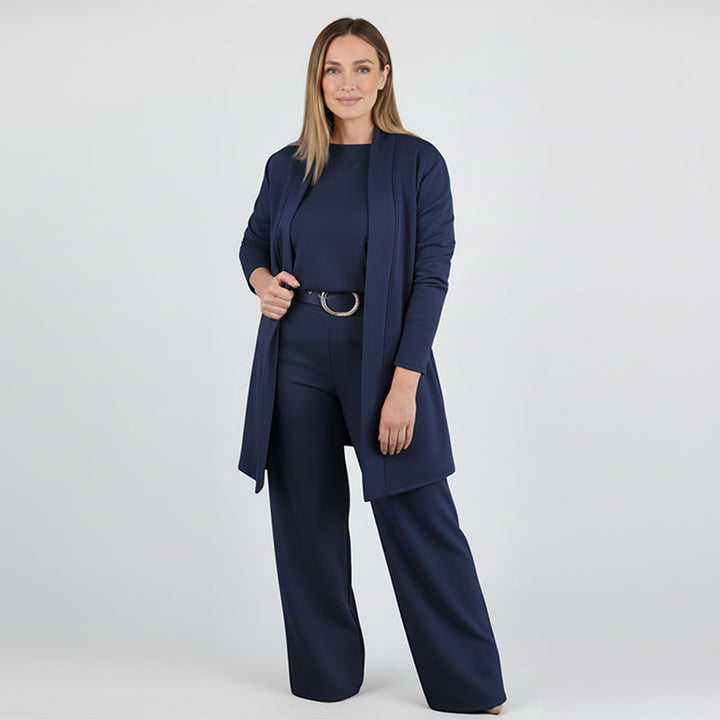 Tania | Elegant 3-piece set including long cardigan, top and pants