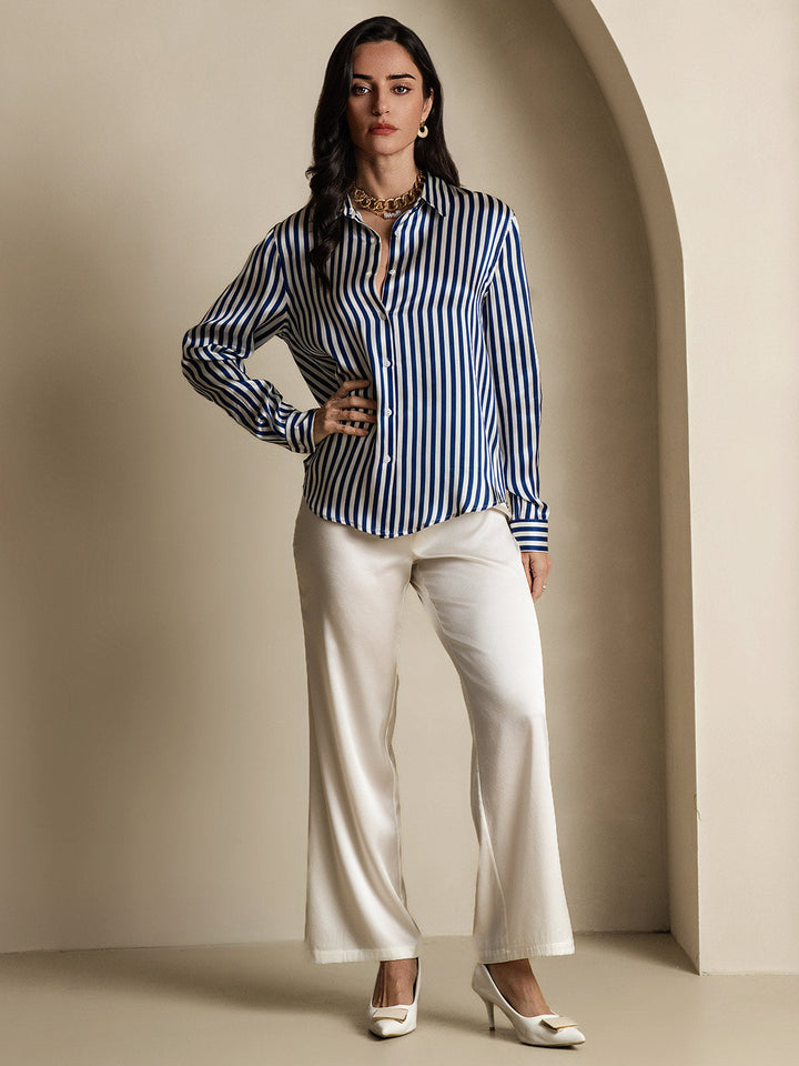 19Momme Soie Basique Col Militaire Chemise