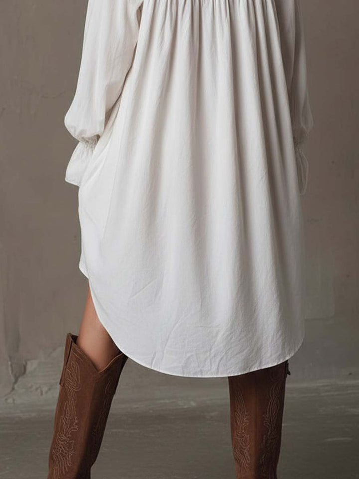 Anna | Retro style Lace Irregular Hem Long sleeved Mini Dress