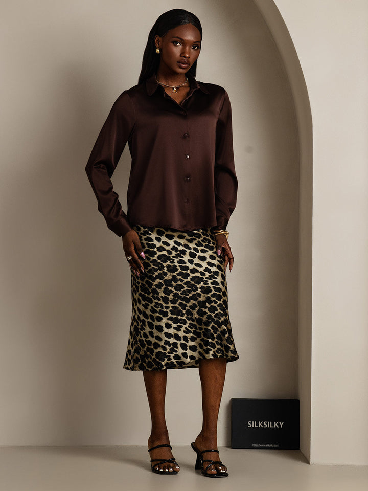 19Momme Soie Basique Col Militaire Chemise