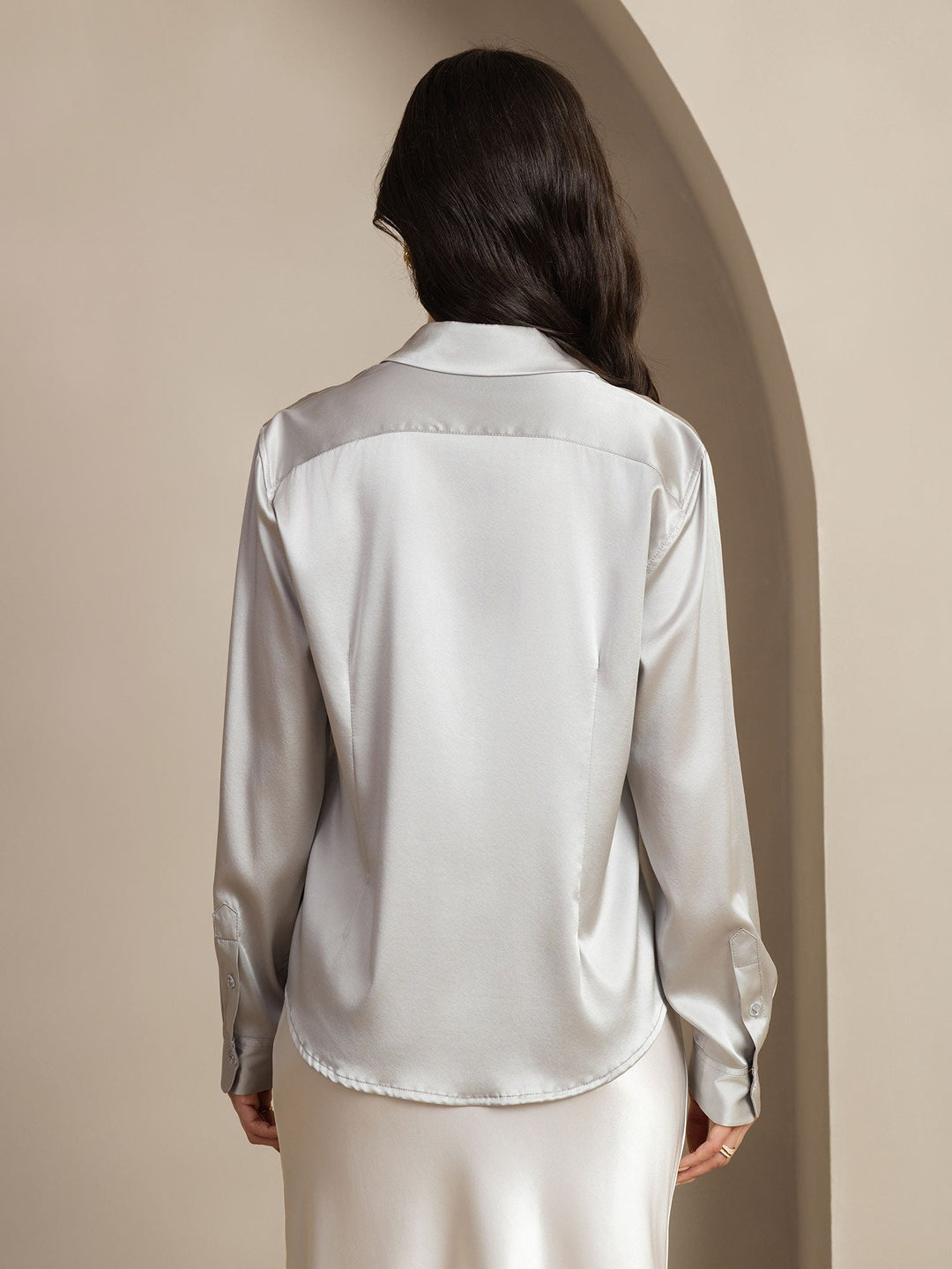 19Momme Soie Basique Col Militaire Chemise