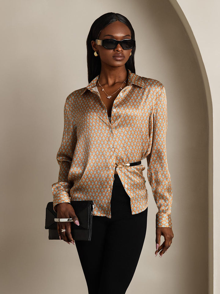 19Momme Soie Basique Col Militaire Chemise