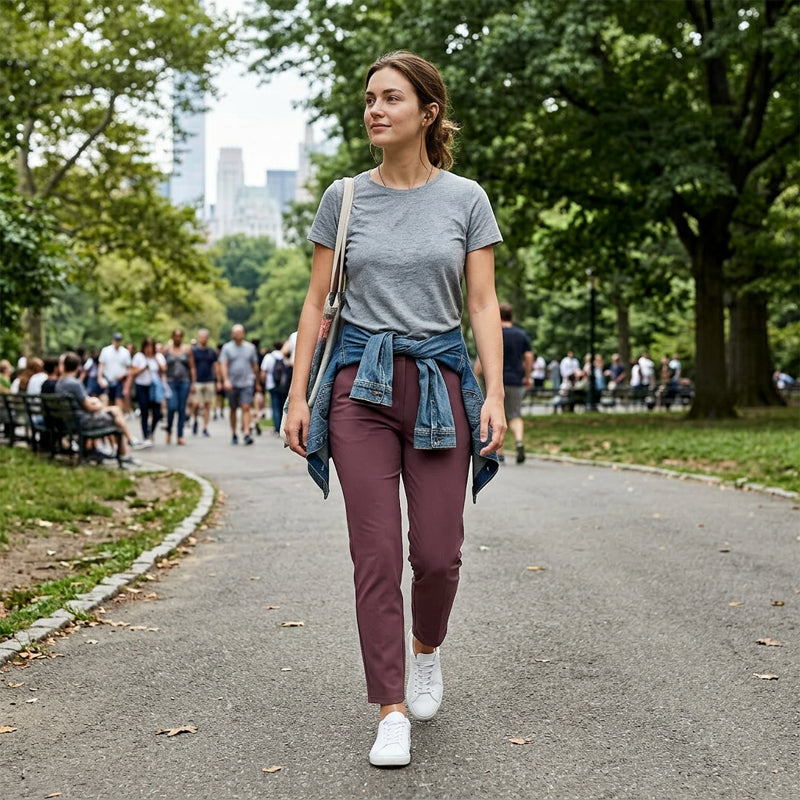 🔥Letzter Tag: 60% Rabatt!⏰👖Damen High-Waist Stretch-Hose mit sicheren Reißverschluss-Taschen, figurschmeichelnder Cropped-Schnitt für Büro, Sport & Alltag ✨