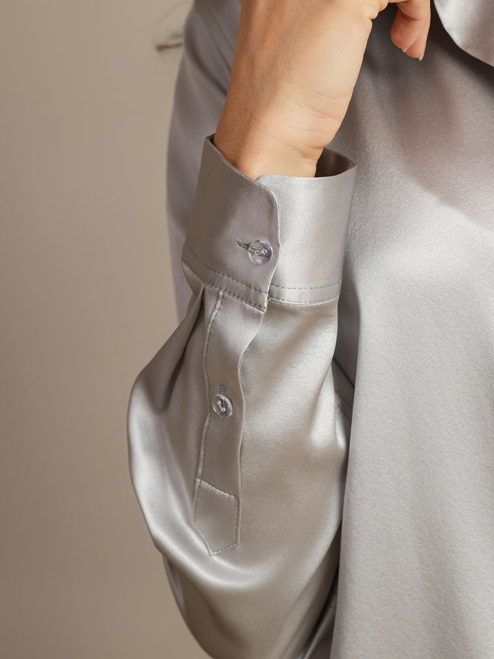 19Momme Soie Basique Col Militaire Chemise