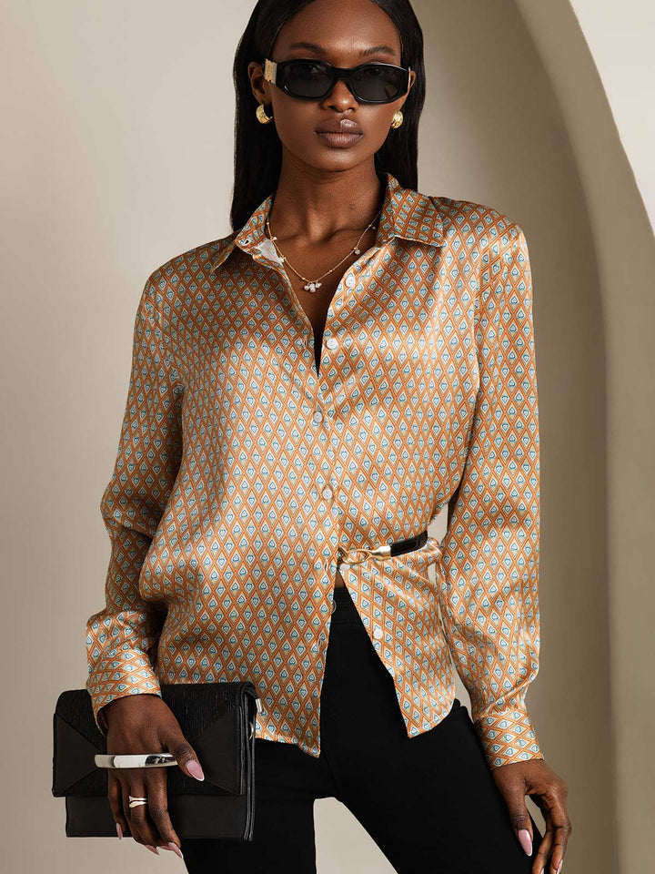 19Momme Soie Basique Col Militaire Chemise