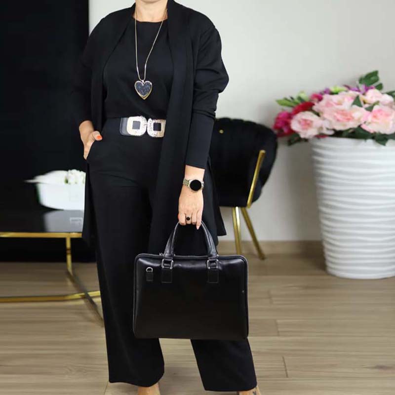 Tania | Elegant 3-piece set including long cardigan, top and pants