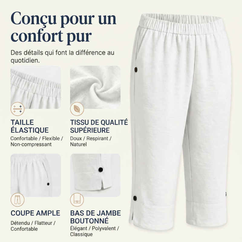 ⏰ -50% – Pour une durée limitée ! Pantalon capri décontracté d'été respirant pour femme