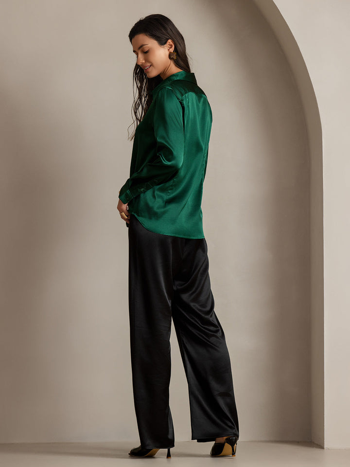 19Momme Soie Basique Col Militaire Chemise