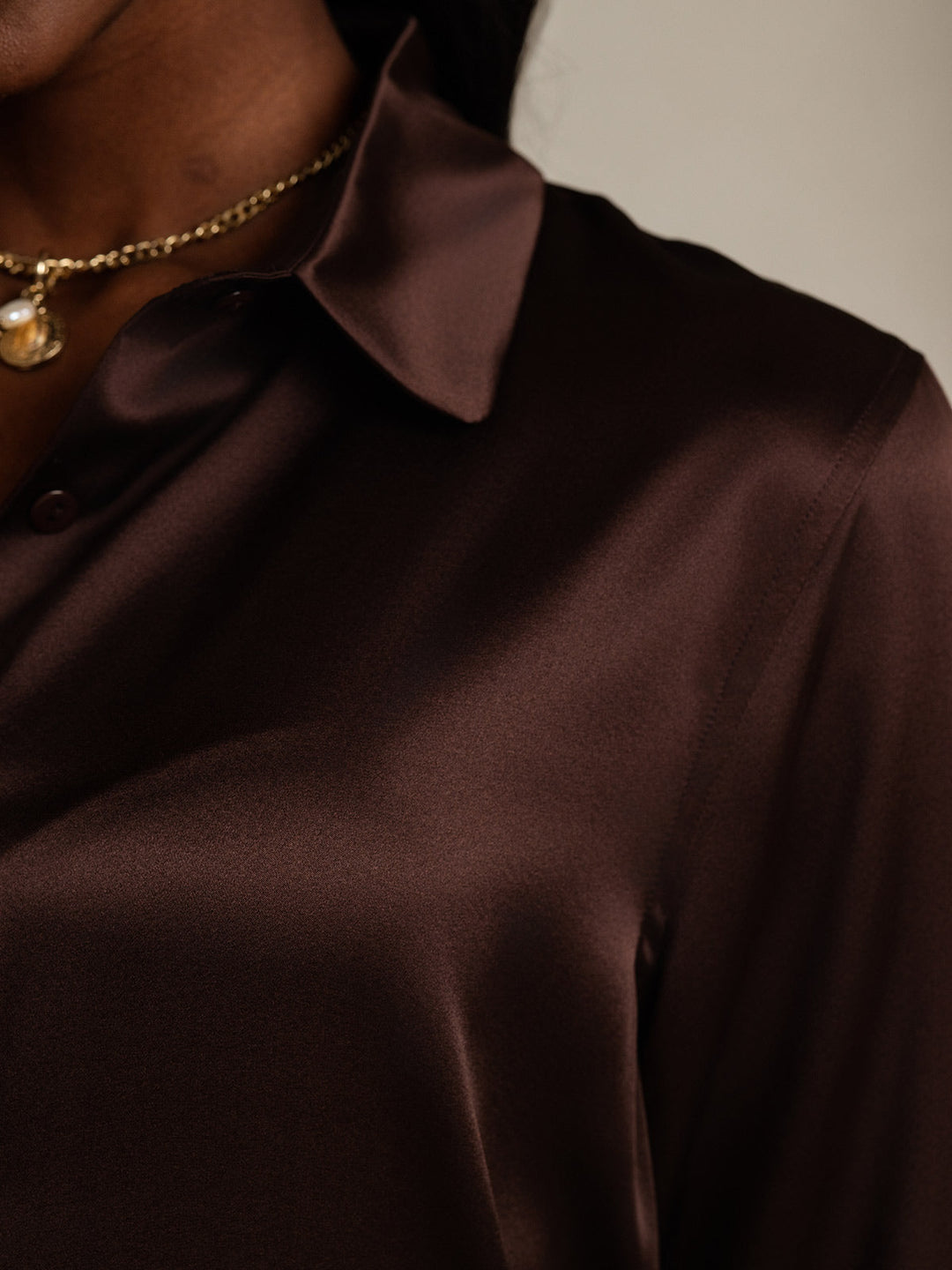 19Momme Soie Basique Col Militaire Chemise