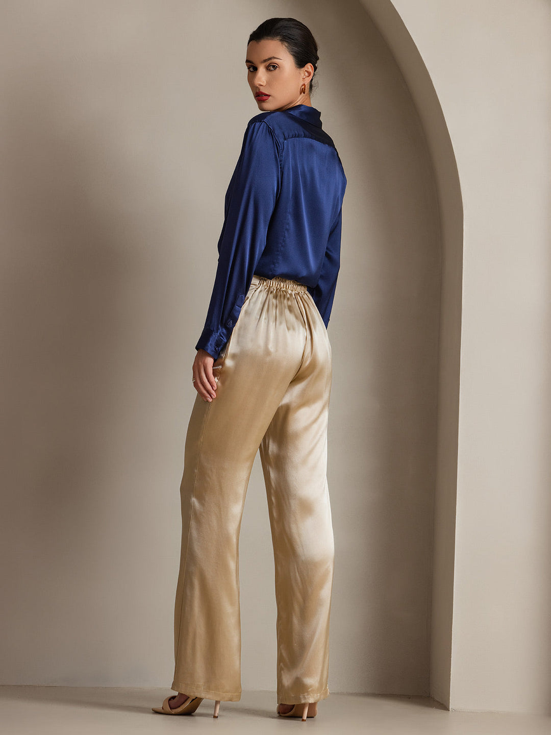 19Momme Soie Basique Col Militaire Chemise