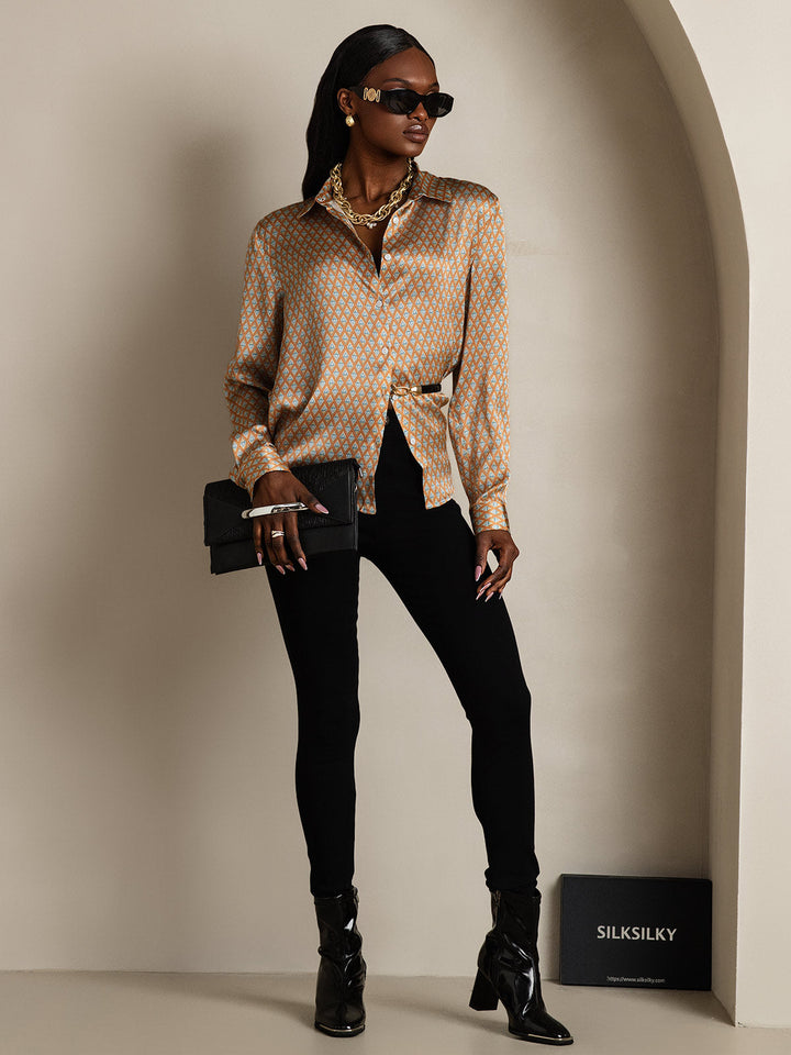 19Momme Soie Basique Col Militaire Chemise