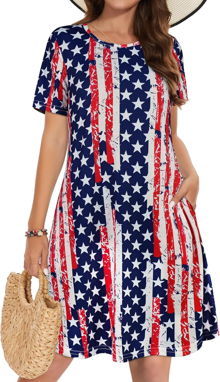 Vestidos de verano para mujeres casuales, camiseta de manga corta floral, vestido de sol de playa, cubiertas de playa con bolsillos