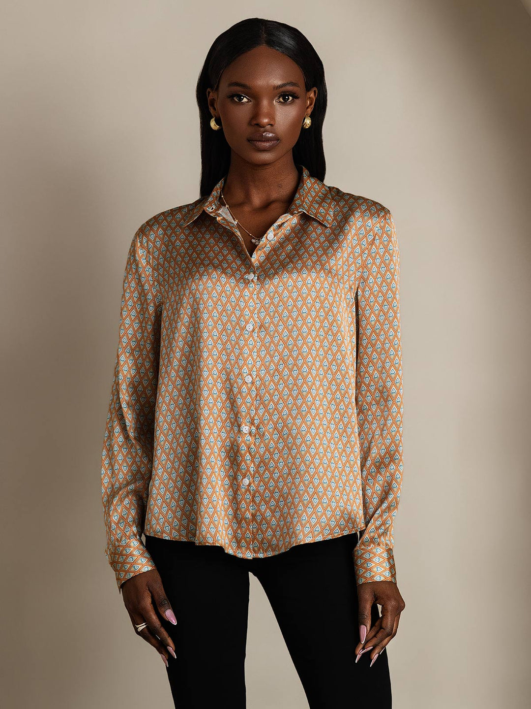 19Momme Soie Basique Col Militaire Chemise