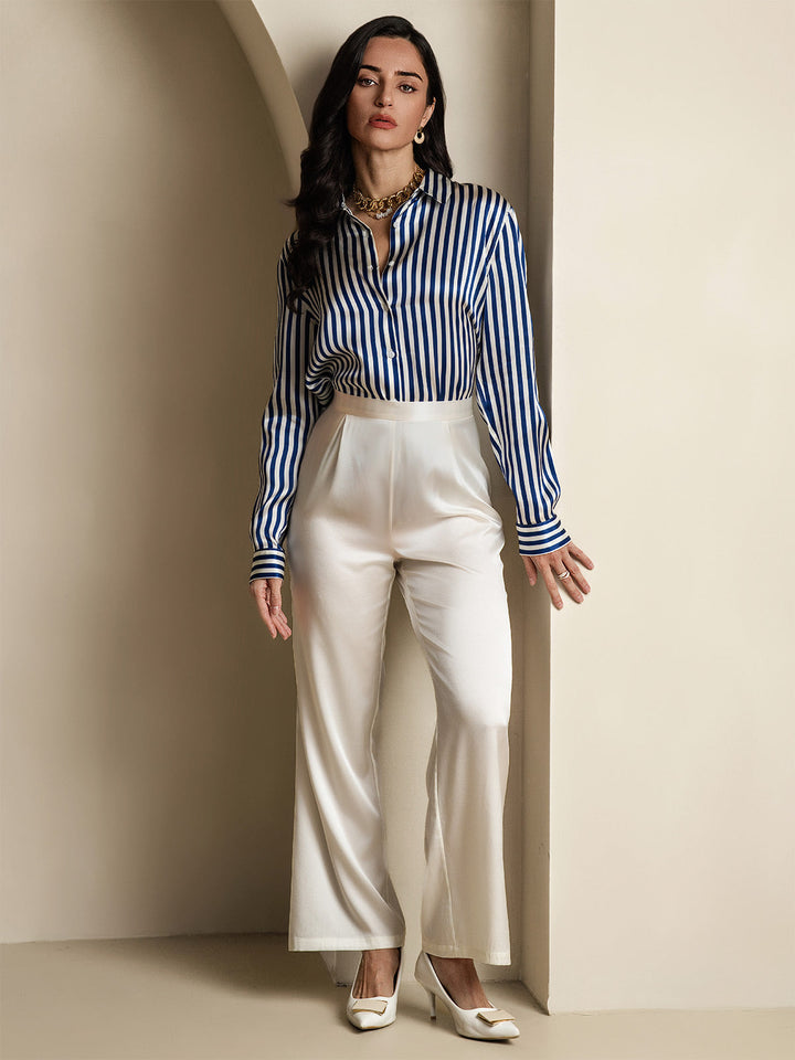 19Momme Soie Basique Col Militaire Chemise