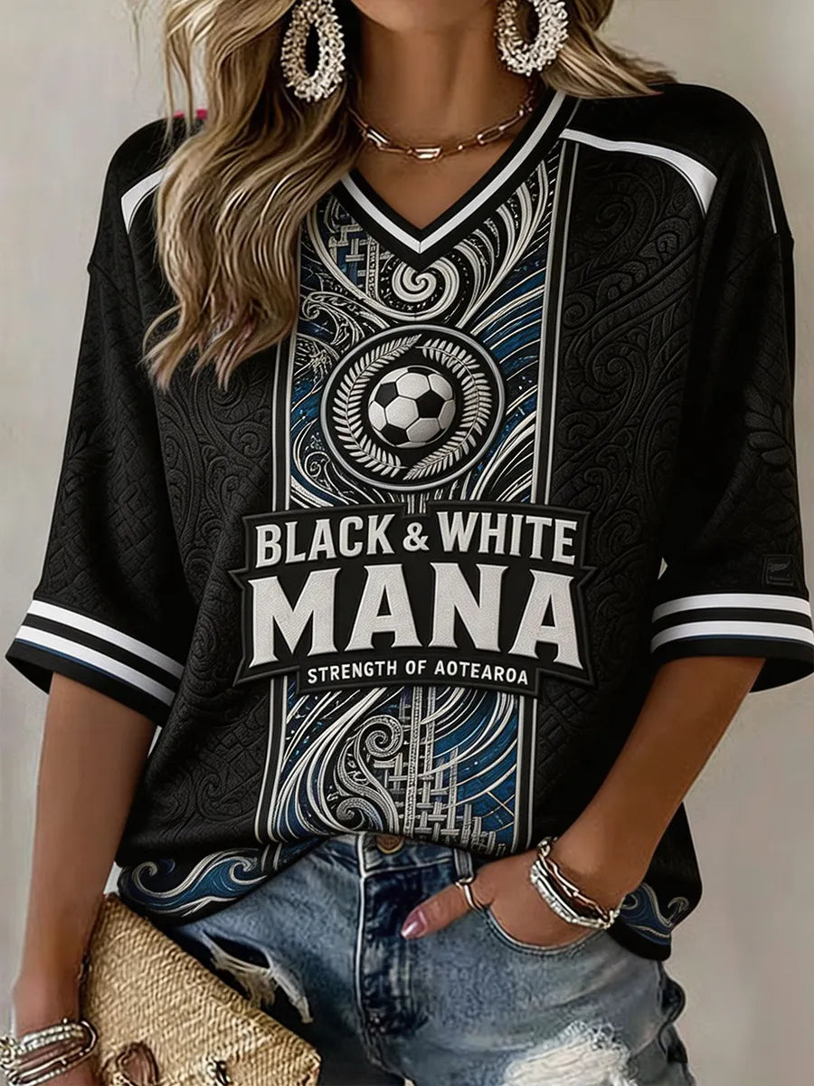 Women's NZ Football Lover Art Printed T-shirt