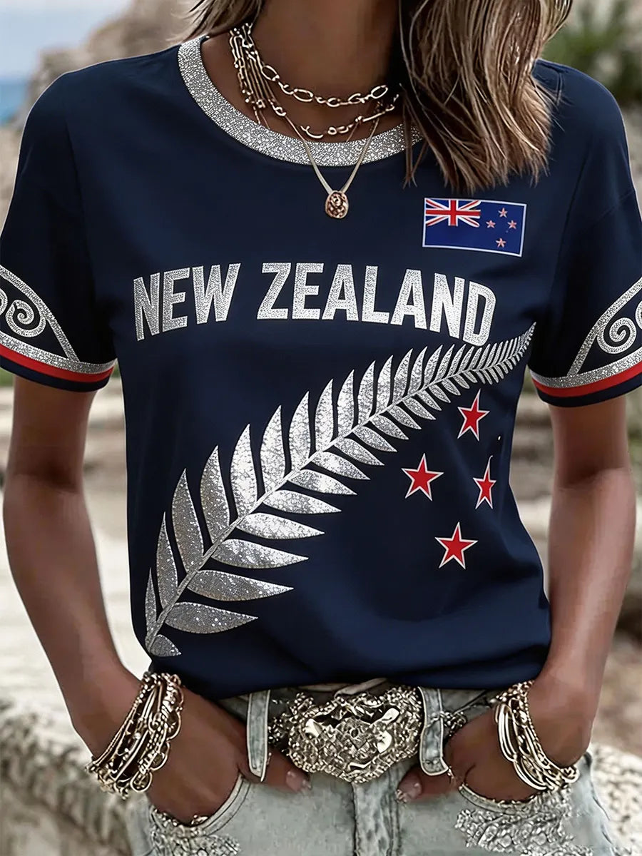 Women's NZ Football Lover Art Printed T-shirt
