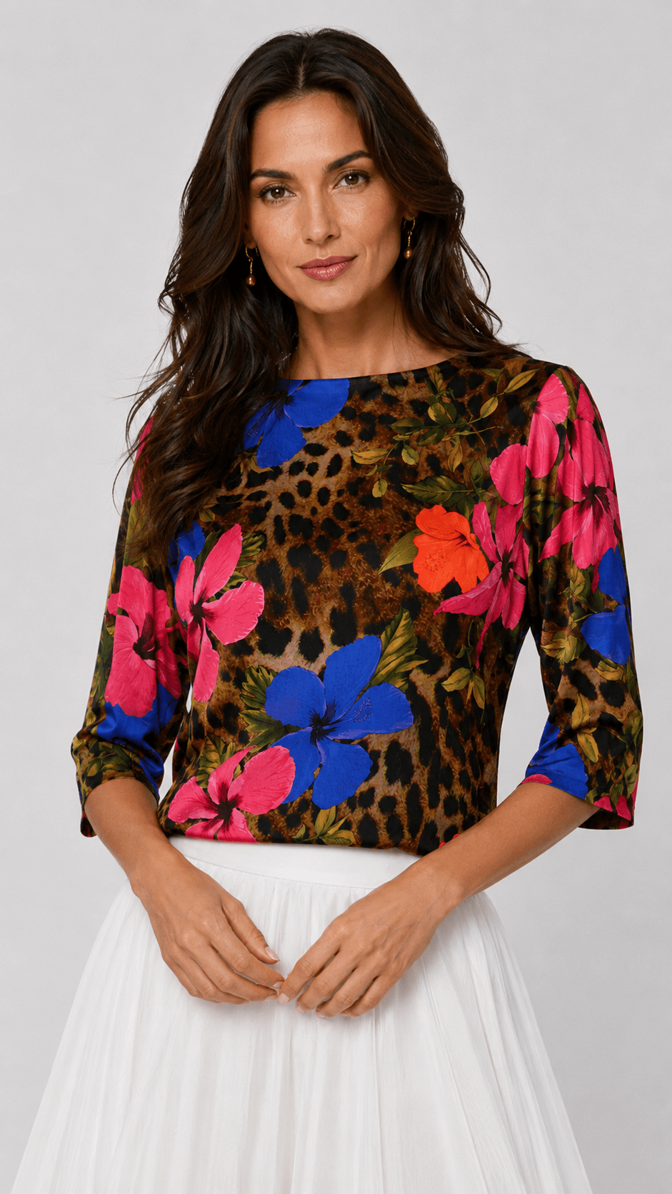Bluza Animal Print din Mătase cu Imprimeu Floral