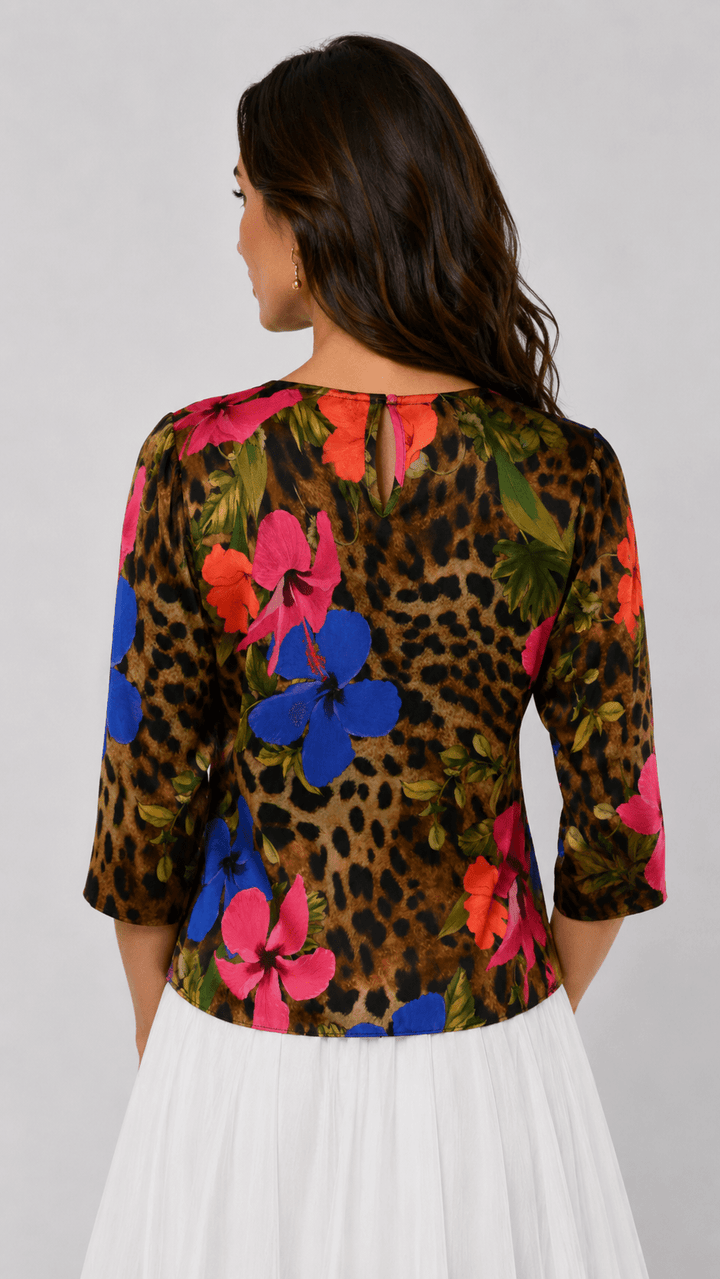 Bluza Animal Print din Mătase cu Imprimeu Floral