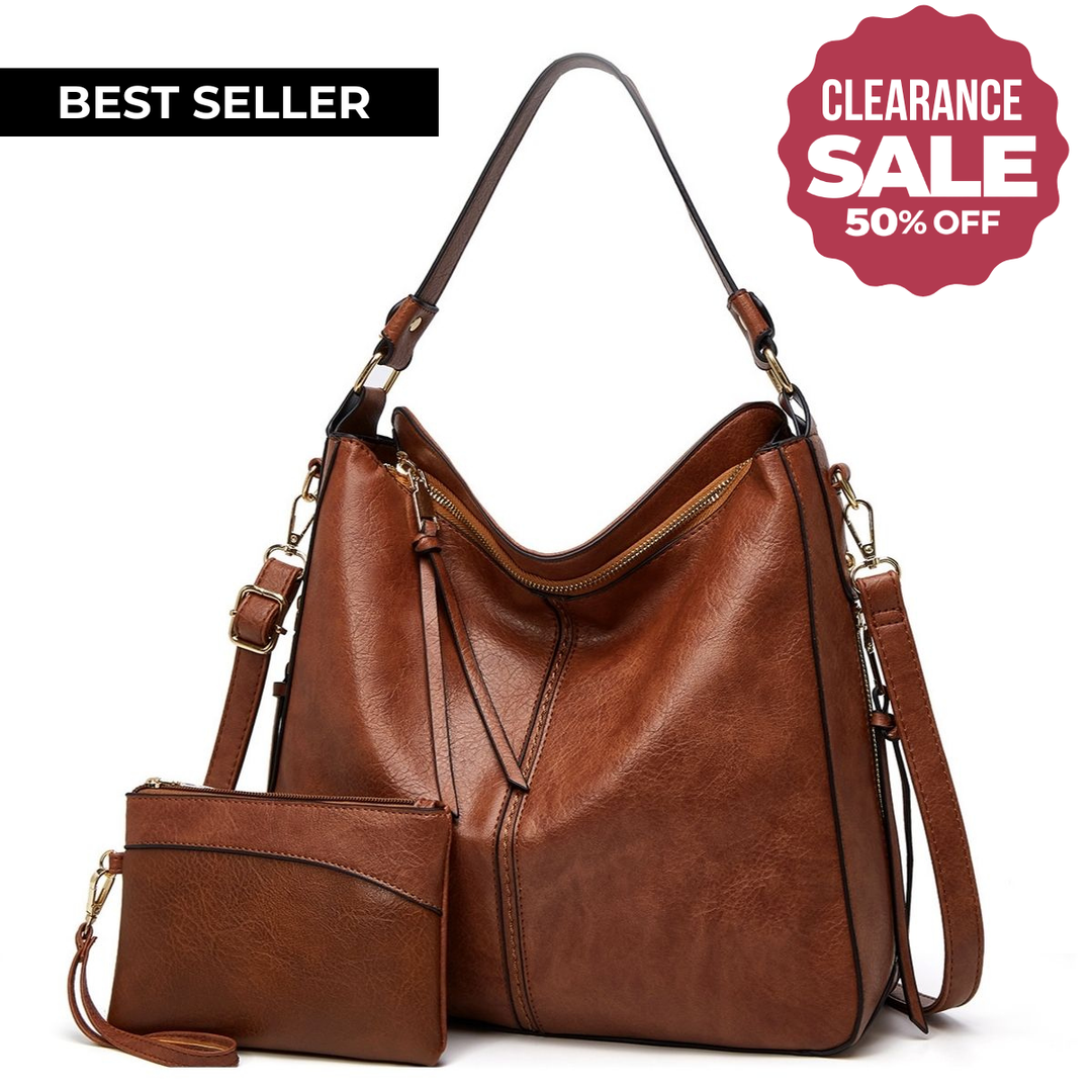 Sofia | Luxury Leather Hobo Anti-Theft Handbag + FREE Pouch Wallet