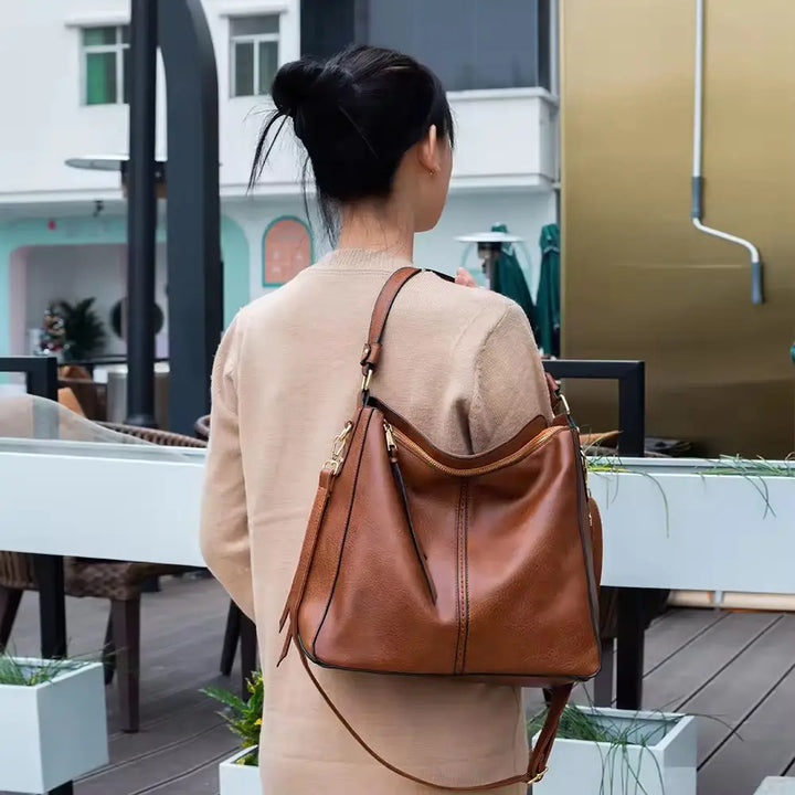 Sofia | Luxury Leather Hobo Anti-Theft Handbag + FREE Pouch Wallet