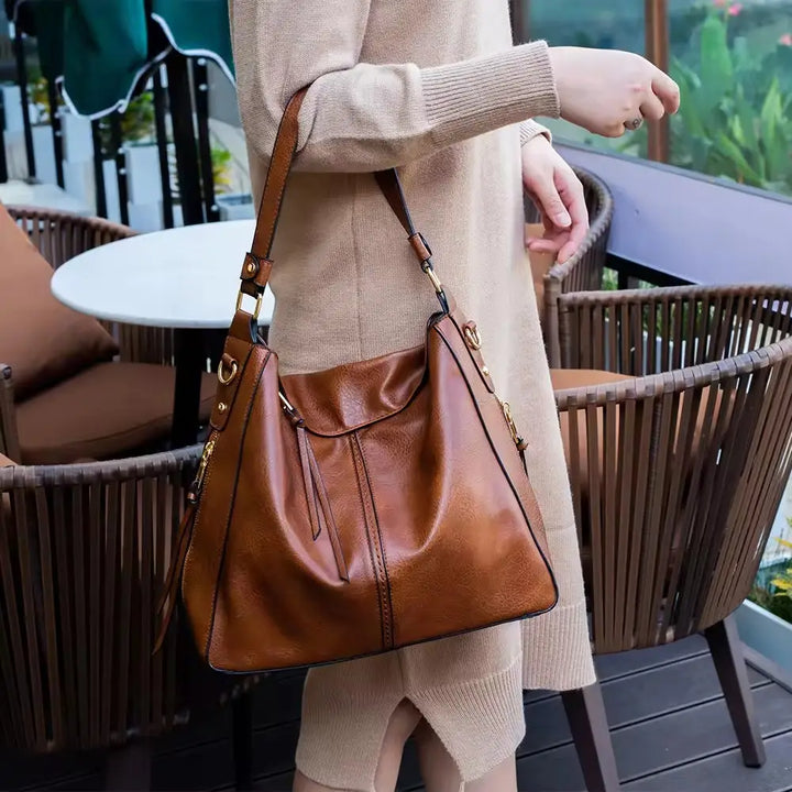 Sofia | Luxury Leather Hobo Anti-Theft Handbag + FREE Pouch Wallet