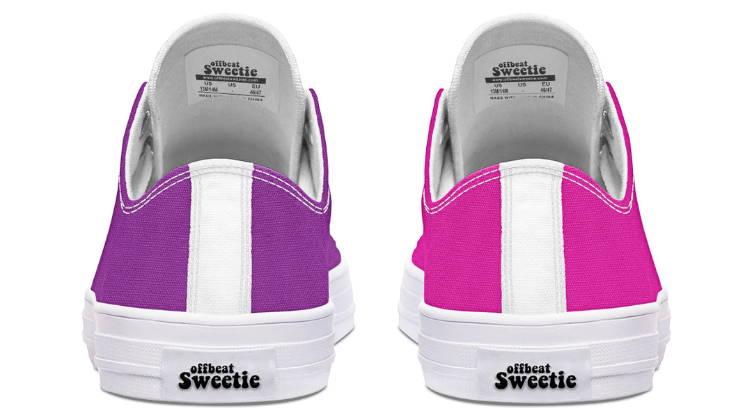 Purple And Pink Mismatched Low Tops