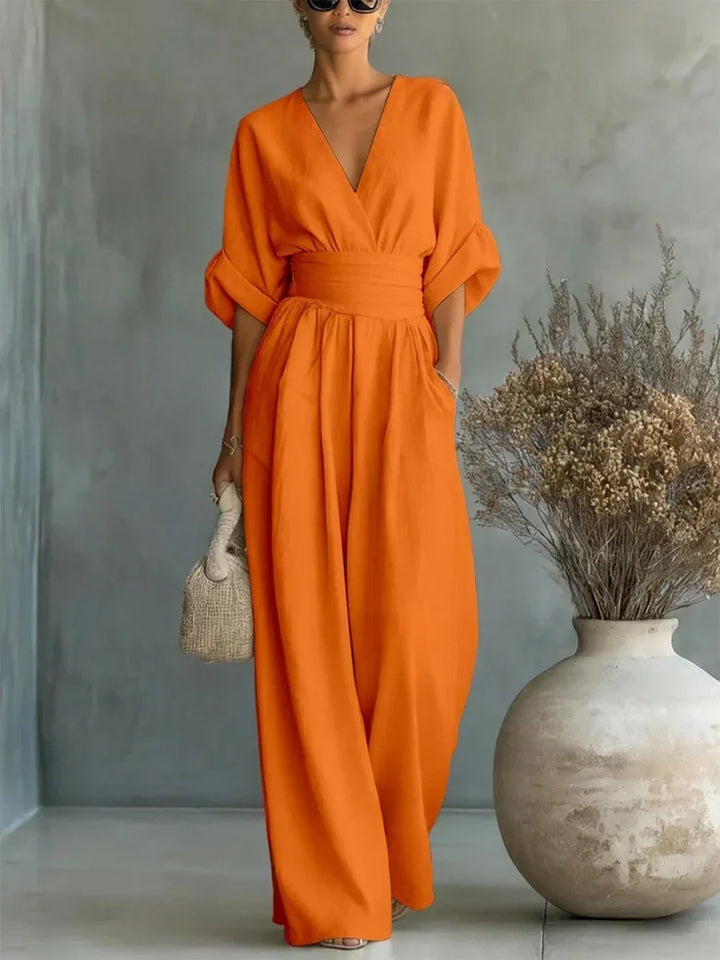 Iris | Elegant V-Neck High-Waist Jumpsuit