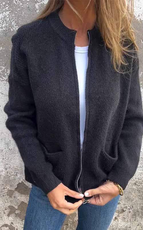 Odile - Strikket bomuldsjakke med lynlås