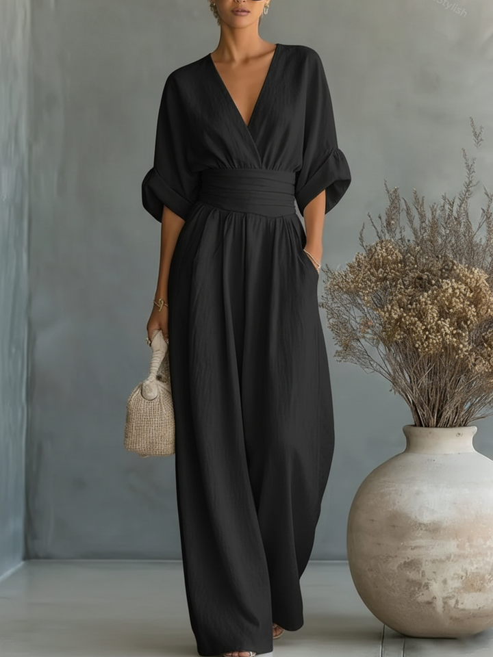 Iris | Elegant V-Neck High-Waist Jumpsuit