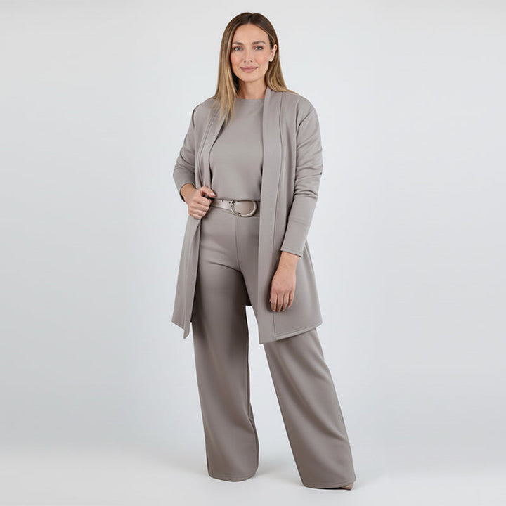 Tania | Elegant 3-piece set including long cardigan, top and pants