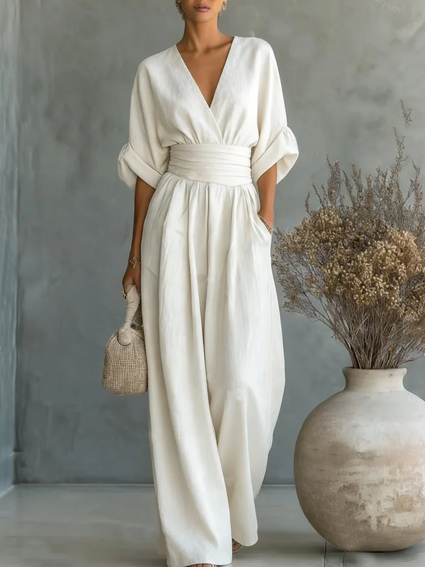 Iris | Elegant V-Neck High-Waist Jumpsuit