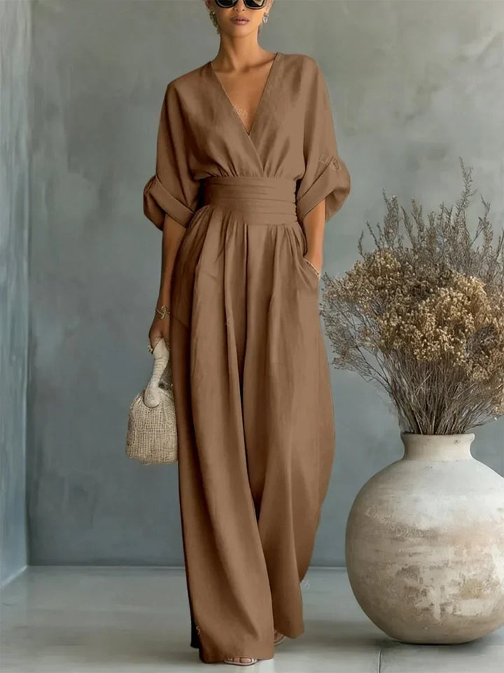 Iris | Elegant V-Neck High-Waist Jumpsuit