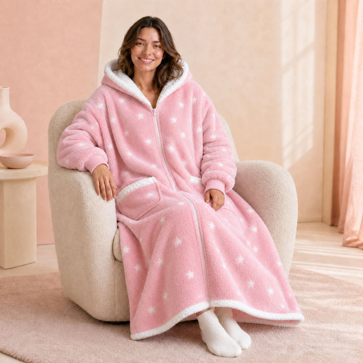 Elise | Pastel Pink Starry Zip Hoodie
