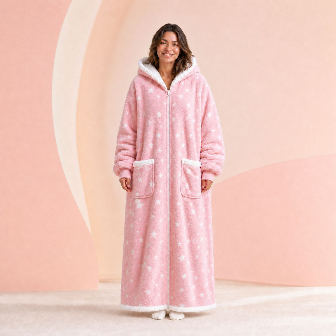 Elise | Pastel Pink Starry Zip Hoodie
