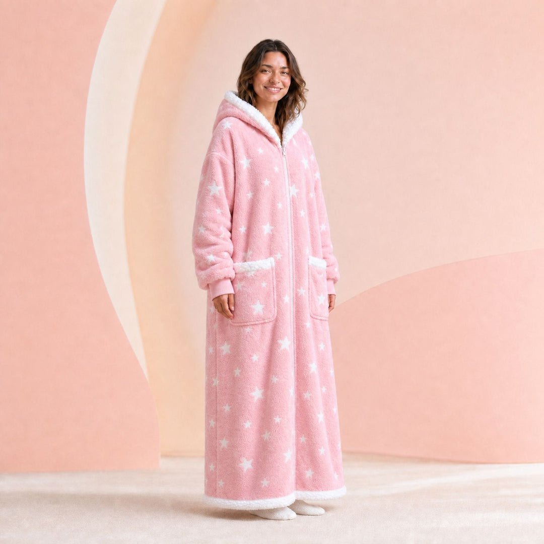 Elise | Pastel Pink Starry Zip Hoodie