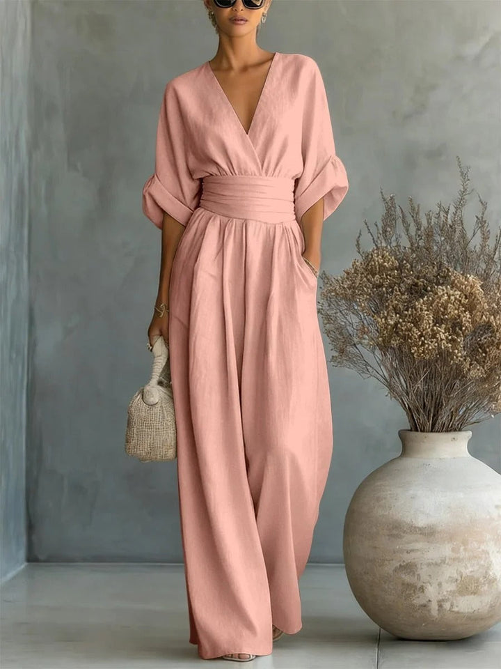 Iris | Elegant V-Neck High-Waist Jumpsuit