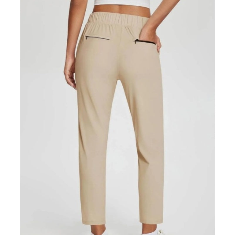 🔥Letzter Tag: 60% Rabatt!⏰👖Damen High-Waist Stretch-Hose mit sicheren Reißverschluss-Taschen, figurschmeichelnder Cropped-Schnitt für Büro, Sport & Alltag ✨