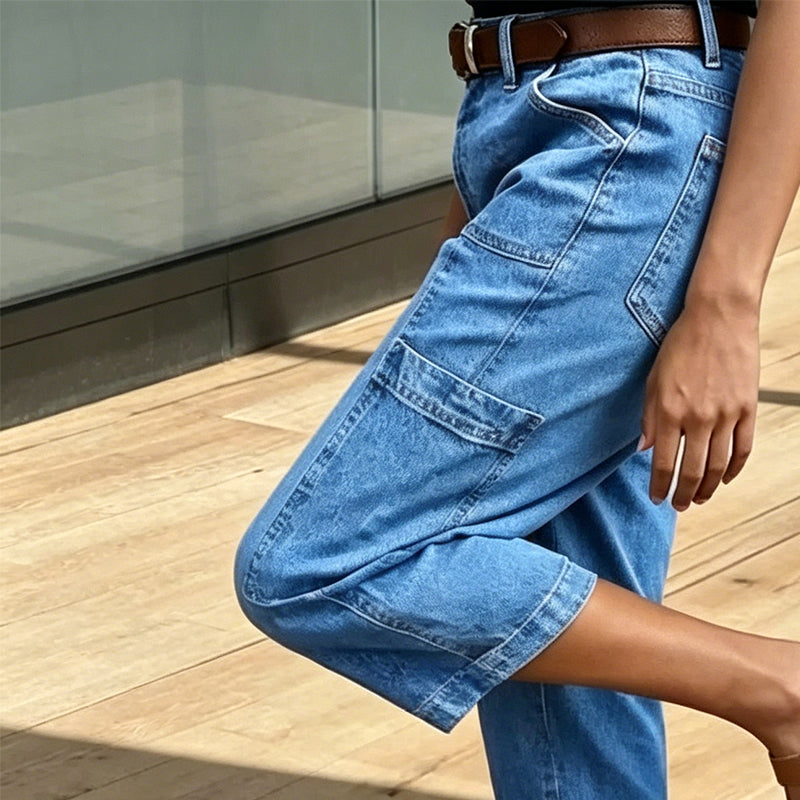 Elise | Cropped Stretch Denim Trousers