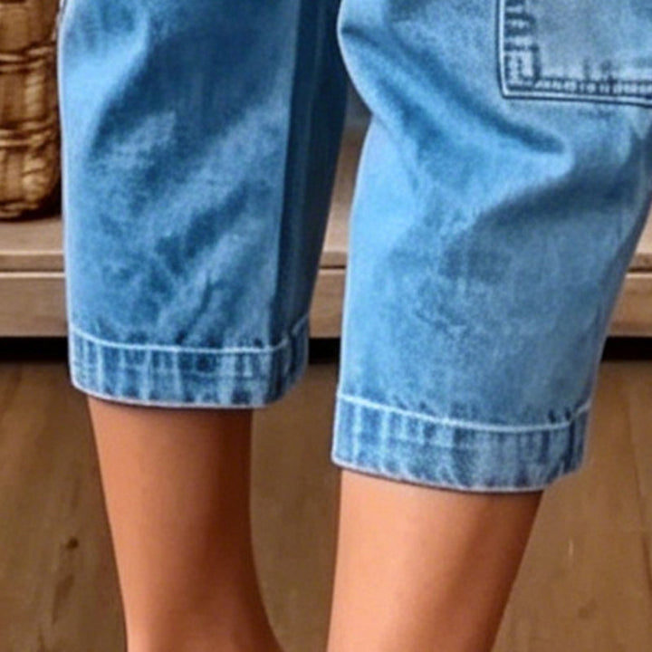 Elise | Cropped Stretch Denim Trousers