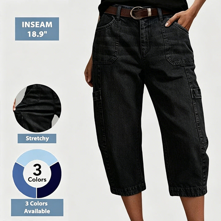 Elise | Cropped Stretch Denim Trousers