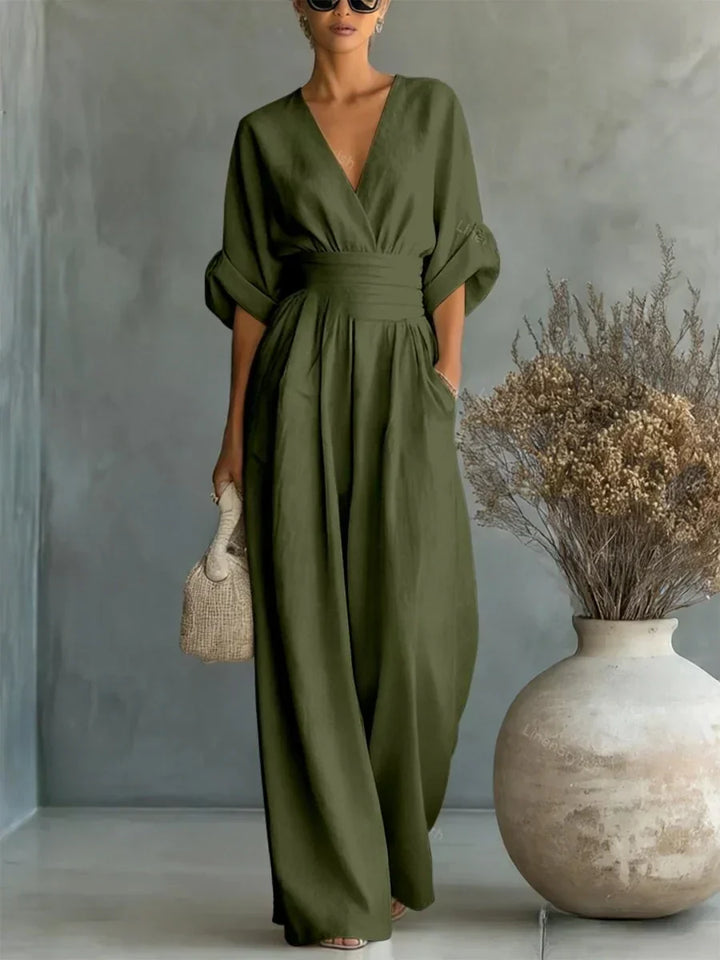 Iris | Elegant V-Neck High-Waist Jumpsuit