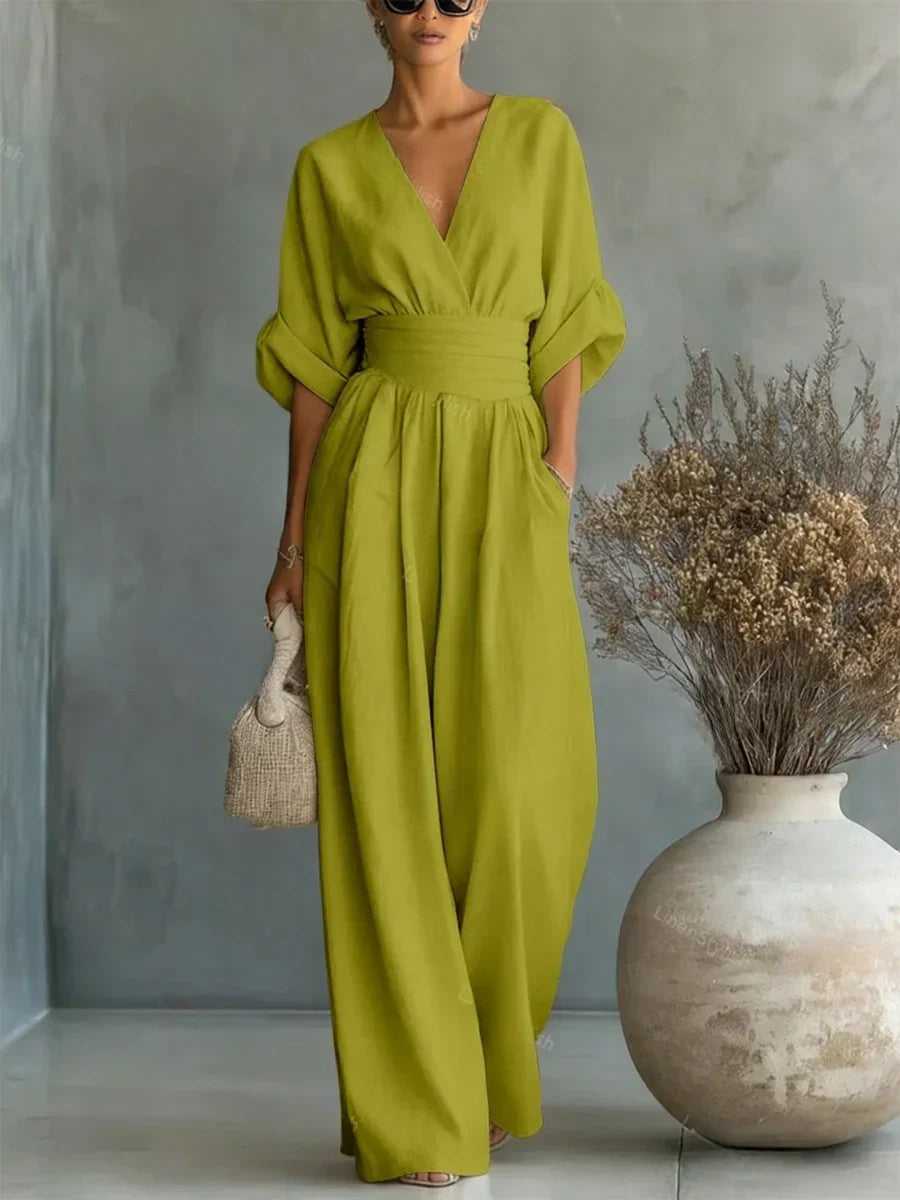 Iris | Elegant V-Neck High-Waist Jumpsuit